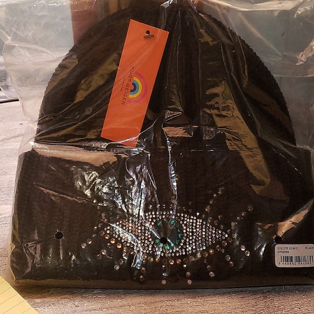 Btand New Never Worn Kurt Geiger London Evil Eye Black Beanie